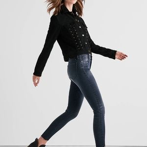 LUCKY BRAND Black Suede Laced Up Jacket